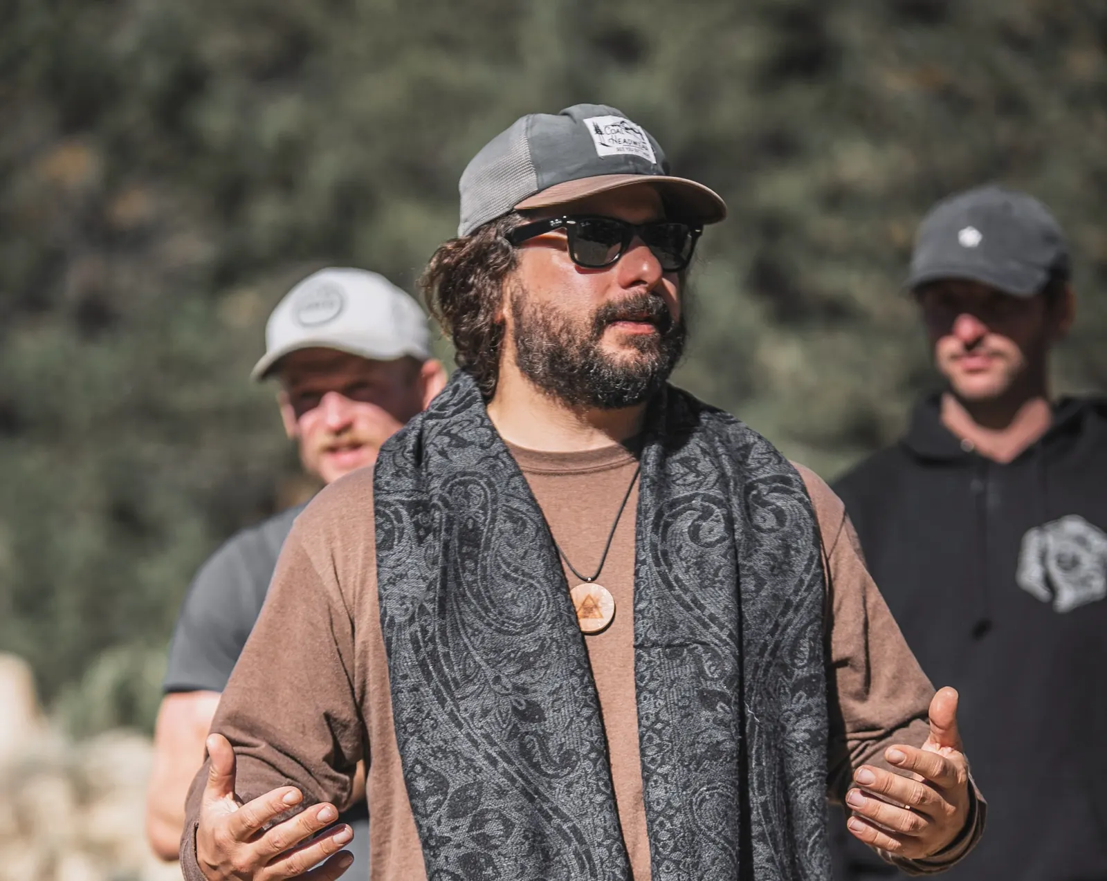 Mike Brancatelli facilitating a men's group circle outdoors