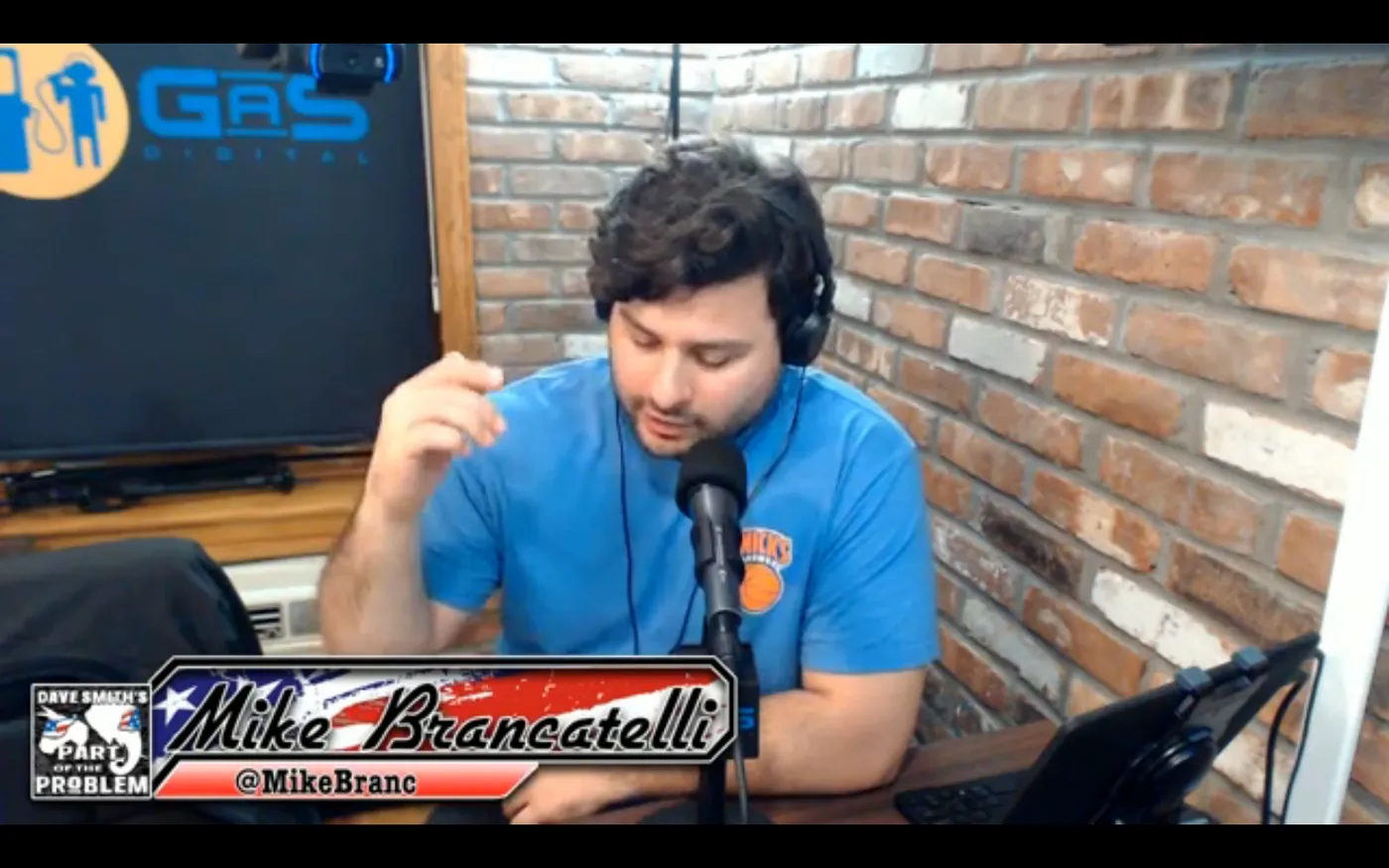 Mike Brancatelli recording a podcast appearance in 2016
